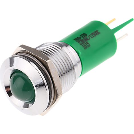 Voyant LED lumineux Vert RS PRO, dia. 16mm, 115 V dc, 230V c.a. ( Prix pour 1 )