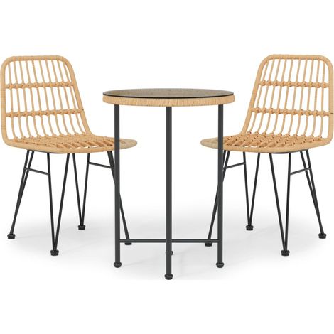Maison Exclusive - 3-tlg. Garten-Essgruppe Poly Rattan