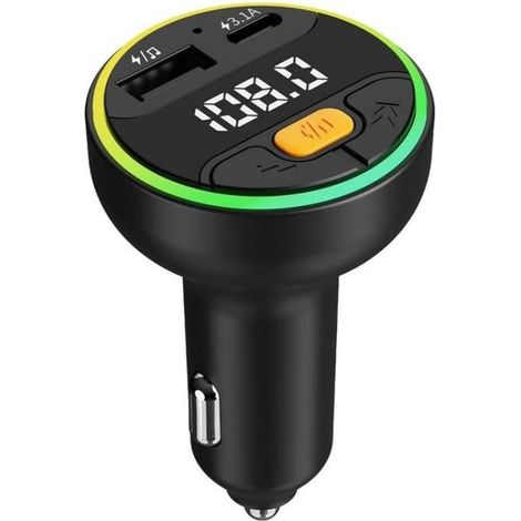 Transmetteur FM à affichage numérique C9 Lecteur MP3 Bluetooth multifonctionnel pour voiture Chargeur USB Type-C (1/5)