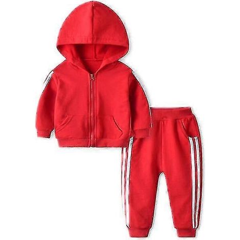 Ensemble de survêtement à capuche 2 pièces pour enfants ao ao (100 cm rouge) (1/5)