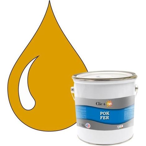 Peinture Fer Antirouille – Métal Extérieur Intérieur, Satinée, Protection Rouille - 2,5L - RAL 1007 - Jaune narcisse