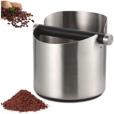 600ml Stainless Steel Coffee Grounds Container - Coffee Grounds Box/Filter Holder with Integrated Knock Box - Professional Container for Easy Disposal of Wet Grounds (Silver) (1/5)