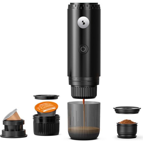 BEPER P101CAF250 Tragbare, wiederaufladbare 3-in-1-Espressomaschine, kompatibel mit Nespresso- und Dolce-Gusto-Kapseln sowie gemahlenem Kaffee, 19 Bar, kabellos, integrierte Heizung, USB-C (1/5)