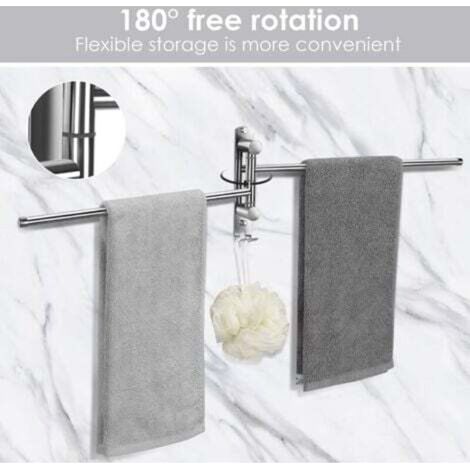 35cm bathroom towel rail for bathroom and kitchen, sturdy and practical stainless steel swivel towel rack, easy to clean
