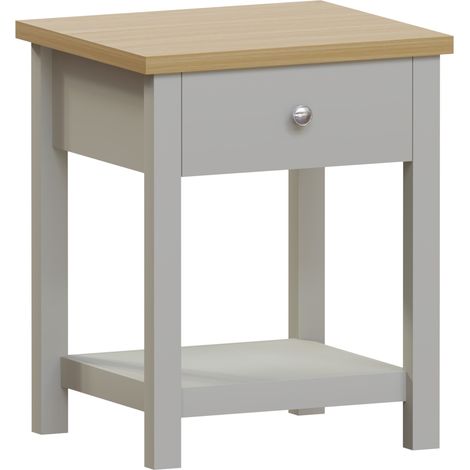 Arlington 1 Drawer Side Table Coffee End Bedside Cabinet Nightstand, Grey (1/5)