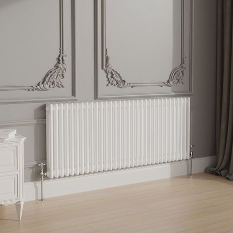Traditional Cast Iron Style Radiator 600x1462mm Horizontal 3 Column White (1/3)