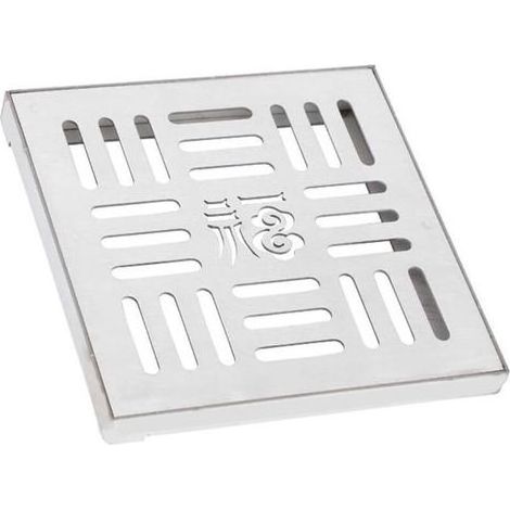Grille d'évacuation en acier inoxydable, grille d'évacuation extérieure, siphon de sol carré 150/200/300 mm (1/5)
