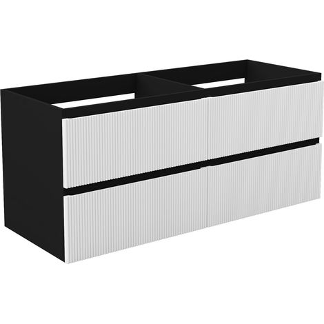 Unterschrank Badmöbel Badschrank Waschbeckenunterschrank 120cm Mattschwarz+Mattweiß TYP4