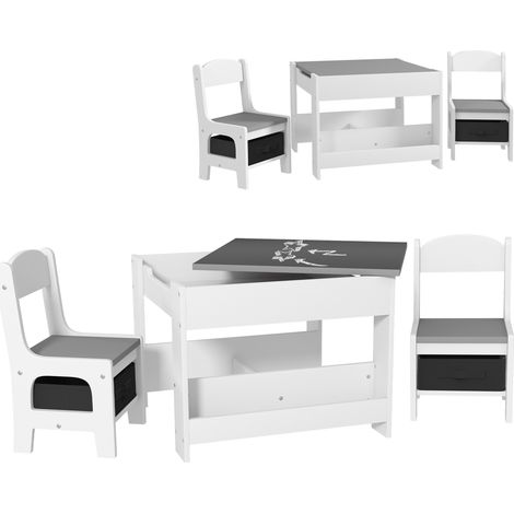 Ensemble table et chaises enfant ENZO gris et blanc (1/5)