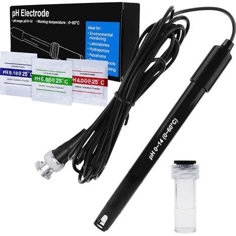 pH Électrode avec Étalonnage Poudre, 0-14 pH Sonde avec BNC Connecteur (1/5)