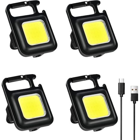 Mini lampe de travail LED, lot de 4 lampes d'inspection rechargeables de 800 lumens, mini lampe porte-clés pour atelier avec crochet magnétique, lampe torche COB à 4 modes (1/5)