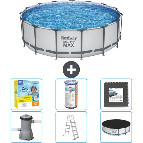 Piscine Bestway ronde Steel Pro MAX - 457 x 122 cm - Grise - Comprend des Accessoires CB35 (1/4)
