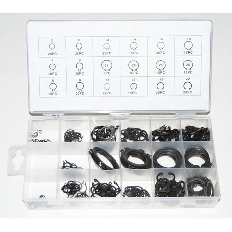 SET 300PZ ASSORTIMENTO ANELLI SEGEER DI SICUREZZA SNAP-RING DI FISSAGGIO (1/5)