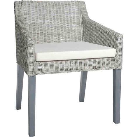 Maison Exclusive - Esszimmerstühle mit Kissen 2 Stk. Grau Natur R
