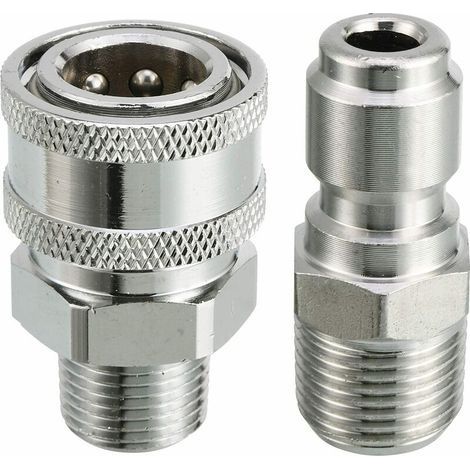 Kit adaptateur à connexion rapide pour nettoyeur haute pression Filetage mâle 9,5 mm Pression 5000 PSI Laiton durable pour raccordement rapide (1/4)