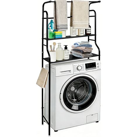 Haloyo® Badezimmerregal, Hängeregal mit 3 Ablagen, für Bad, WC und Balkon, 65 x 25 x 160 cm – Schwarz