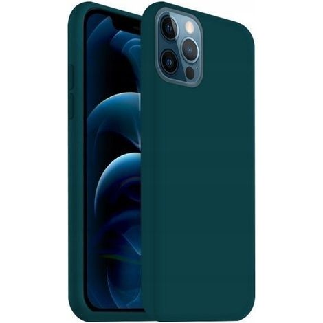 Custodia sottile opaca per iPhone 12 / 12 Pro in silicone verde + vetro (1/3)