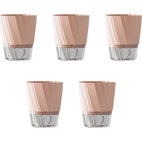 Lot de 5 pots à arrosage automatique, plastique transparent, double paroi, cordon coton, intérieur extérieur, herbes orchidées (1/5)