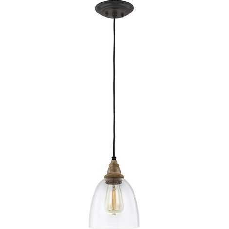 Sospensione Matrimonio Acciaio Legno Zinco Antico Vetro 1 Luce E27 D16,2Cm
