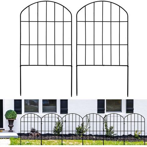 Lot de 10 clôtures de jardin, 3 m (L) x 61 cm (H), panneaux de clôture sans creuser les animaux,clôture décorative en fil métallique antirouille clôture (1/5)
