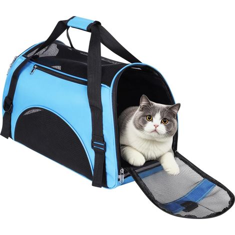 1 - Sac Transport Chien Chat - Nylon Résistant - Pliable Respirant avec Fermeture Zippée - Pour Voyage Promenade Shopping - Noir - 50x33x26cm (1/5)