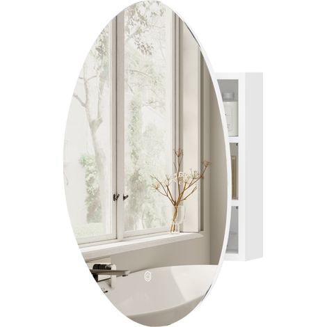 Armoire de salle de bain à LED, anti-buée, éclairage à intensité variable et 3 couleurs, blanche, à fixation murale (1/5)