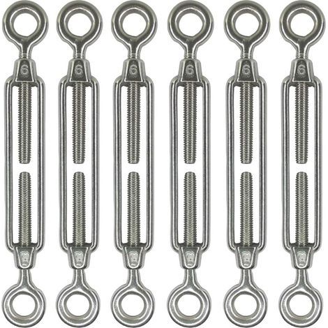 Lot de 6 tendeurs à œillet M6 en acier inoxydable 304, accessoires pour voile d'ombrage, tension de câble renforcée, antirouille, tendeur O à O (1/5)