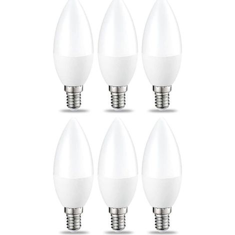 Set of 6 small flame-shaped LED bulbs, E14 Edison screw base, 5W (40W equivalent), warm white, non-dimmable - AquaForge (1/3)