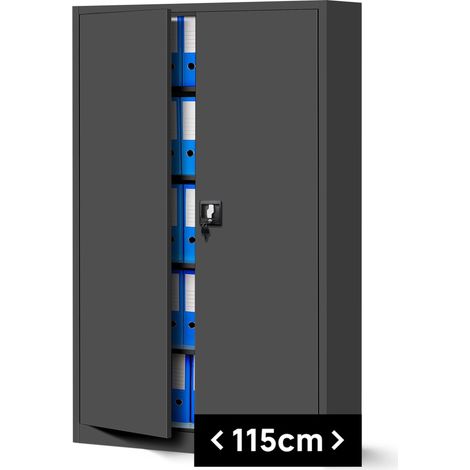 Büroschrank C001II Aktenschrank XXL Metallschrank Flügeltüren Stahlblech Pulverbeschichtung 185 cm x 115 cm x 40 cm (anthrazit/anthrazit) (1/5)