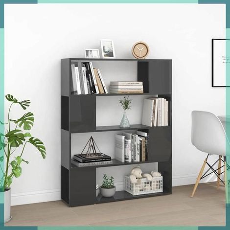 809196 Bibliothèque/Séparateur de pièce Gris brillant 100x24x124 cm (1/5)