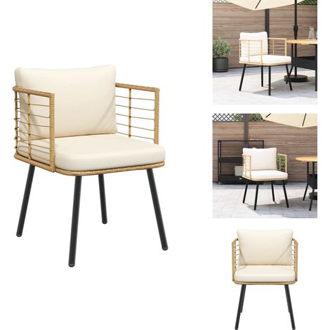 Chaise de jardin avec coussins naturel résine tressée - Chaise De Jardin - Chaises De Jardin - Siège De Jardin - Siège D'extérieur (1/5)