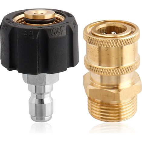 Mesee Kit adattatore idropulitrice, accoppiatore idropulitrice Kit di collegamento rapido M22 da 14 mm a 1/4" Pistola a collegamento rapido al tubo dell'acqua ad alta pressione (1/5)