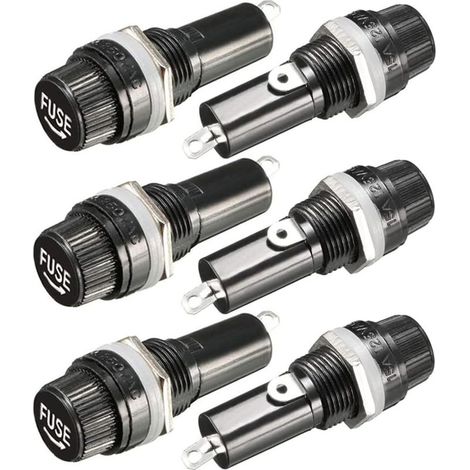 6 pièces 6x30mm Porte Fusible AC 10A 250V Noir Porte Fusible à Capuchon à Vis, Porte Fusible à Capuchon à Vis Monté sur Panneau (1/5)