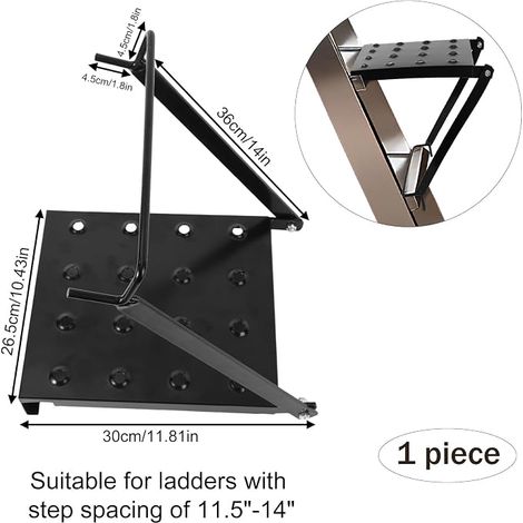 Folding Ladder Platform Metal Platform for Painters Tools and DIY (Black) (1/2)