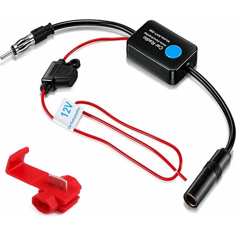 Amplificateur d'antenne Autoradio AFM/AM Dab Dab+, Amplificateur Universel 12 V pour Antenne FM, Gain élevé, Faible Bruit (25 DB), Adaptateur SMB vers DIN, pour Autoradio FM (1/5)
