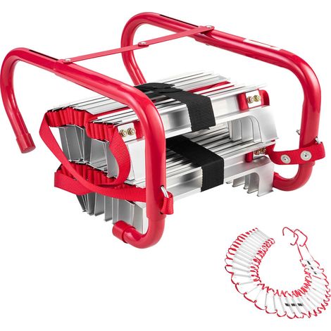 Échelle d'évacuation incendie rétractable 15,24 m (5-6 étages), aluminium léger, sangles polyester robustes, échelons antidérapants larges, charge max 453 kg. (1/5)