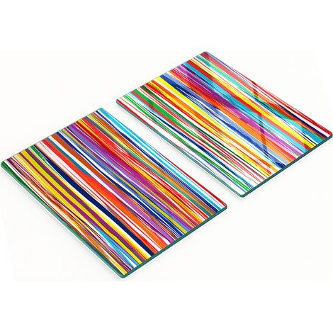 Küchenschneidebretter aus Glas mit grafischen Farbstreifen, 2 x 40 x 52 cm (1/5)
