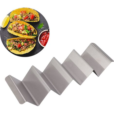 Tortillahalter aus Edelstahl, Taco-Ständer, W-förmiger Grillrost, gewellter Taco-Ständer, große Ausführung (1/5)