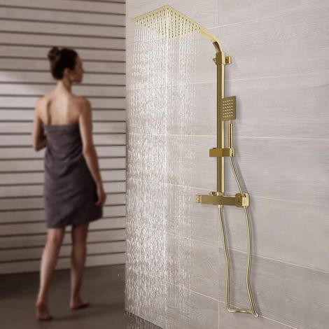 Goldenes Temperaturregelung Duschsystem Duscharmatur Duschsäule für Dusche mit Regendusche Goldene Duschset für Hotel Wohnbereich KTV (1/5)