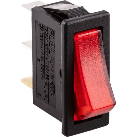 BeMatik - Interrupteur à bascule rouge lumineux SPST 3 broches (1/5)