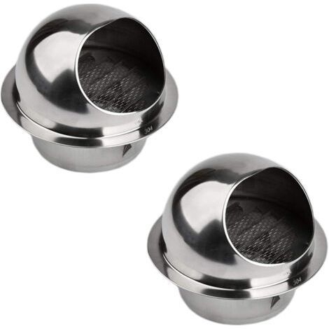 Lot de 2 Ventilation Grille Grille d'aération ronde en acier inoxydable 304 - Rond Grille de Ventilation pour pot d'échappement de mur extérieur, air frais, hotte d'échappement (160 mm) - (1/4)