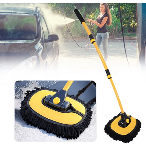 Brosse de lavage auto télescopique 3 sections, manche long en chenille, mop de nettoyage véhicule, kit de nettoyage automobile, éponge douce pour carrosserie (1/5)