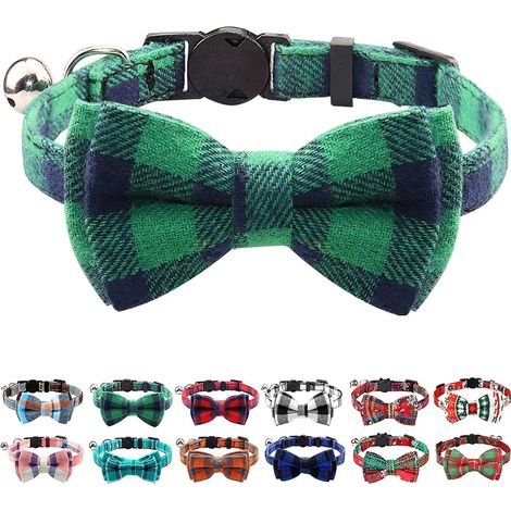 Ensemble de 1 pièce anti - accrocher collier de chat, collier de chat avec cloches et noeud, collier mignon pour chatons et chats (1/5)
