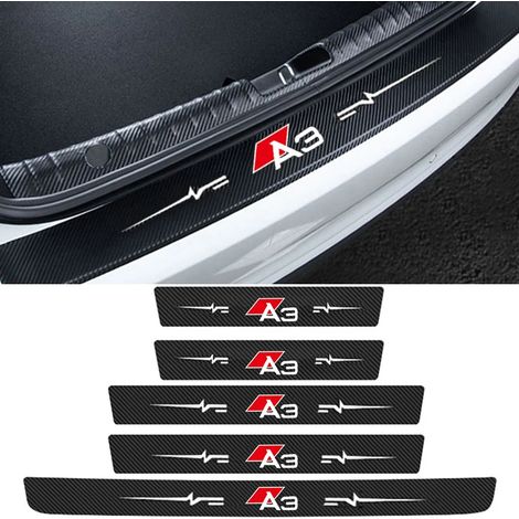 (5 pièces) Autocollants de seuil de porte arrière de voiture pour Audi A3,logo,anti-rayures,décoration intérieure (1/2)