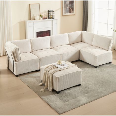 Sofá modular 6 plazas reversible pana 308 cm OKMYHOME (1/5)