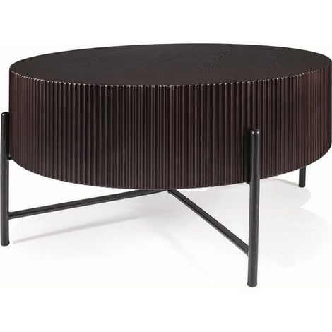 Table basse design ronde 80 cm avec pieds en métal noir Selma (1/3)
