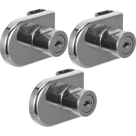 Lurrose Lot de 3 serrures à clé pour vitrines, portes en verre 5 (1/5)