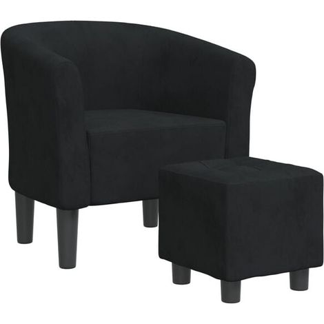Fauteuil convertible avec repose-pieds en velours noir (1/5)