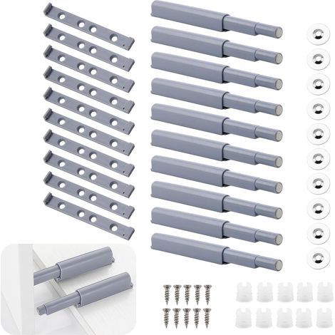 10pcs Appuyez pour Ouvrir Magnétique Loquets, Amortisseur Porte Placard, Fermetures Magnétiques Push to Open, Loquets Magnétiques pour Portes, Idéal pour Placards, Armoires, et Plus (1/5)