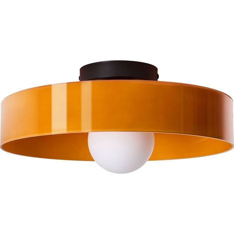 Lampada da soffitto in vetro con paralume rotondo arancione Luguse